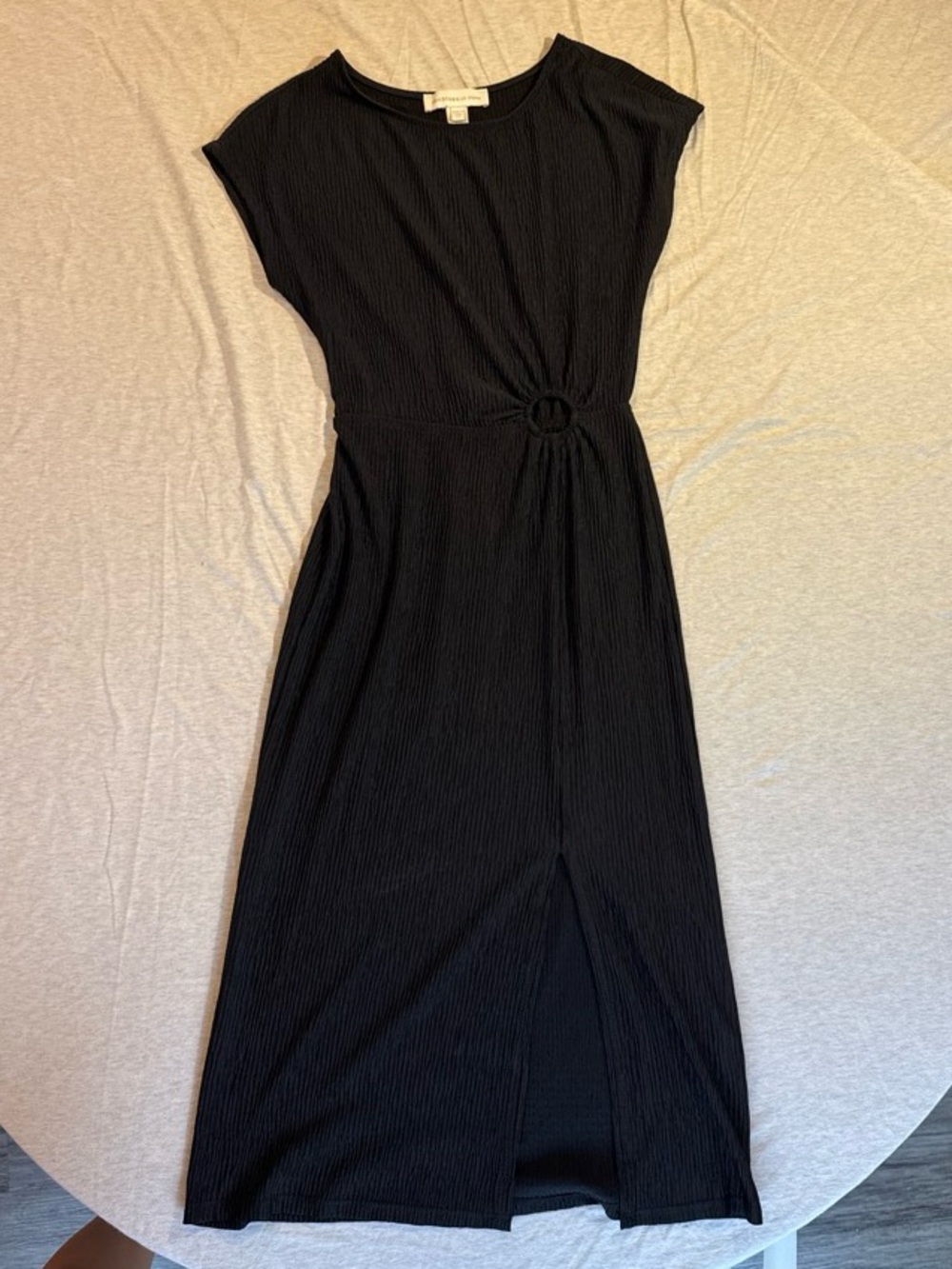 Monteau Black Midi Dress with Ring Waist Detail